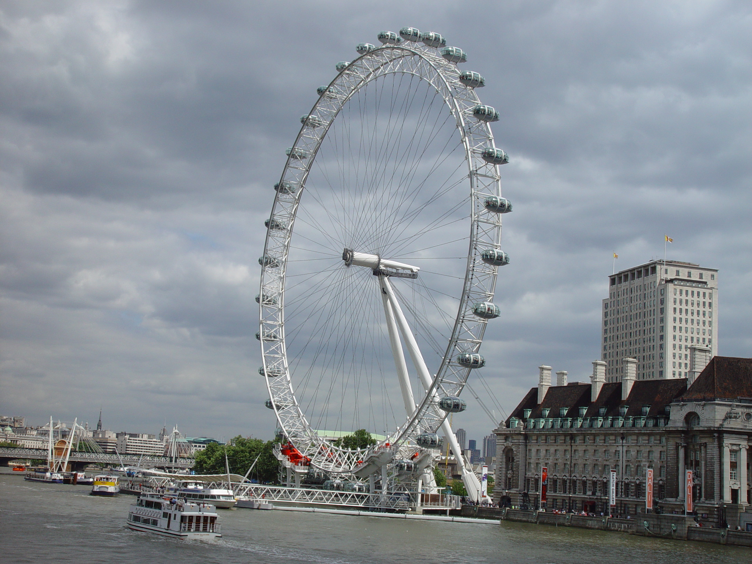 London Eye overdag vanaf Westminster Bridge met de Theems